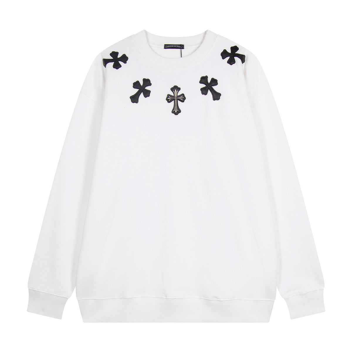 Chrome Hearts Leather Cross Metal Detail Crewneck Sweatshirt ¡ª hero
