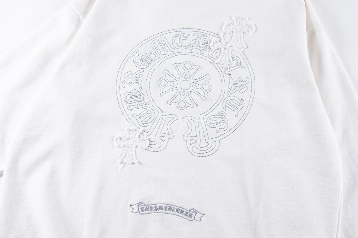 Chrome Hearts Rhinestone Horseshoe Applique Crewneck Sweatshirt ¡ª detail