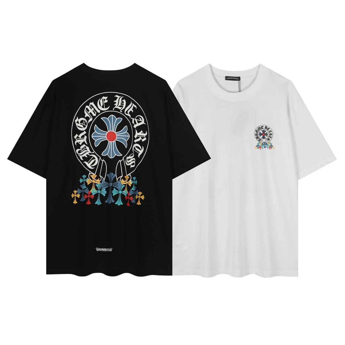 Chrome Hearts Rainbow Floral Cross Graphic T-Shirt ¡ª comparison