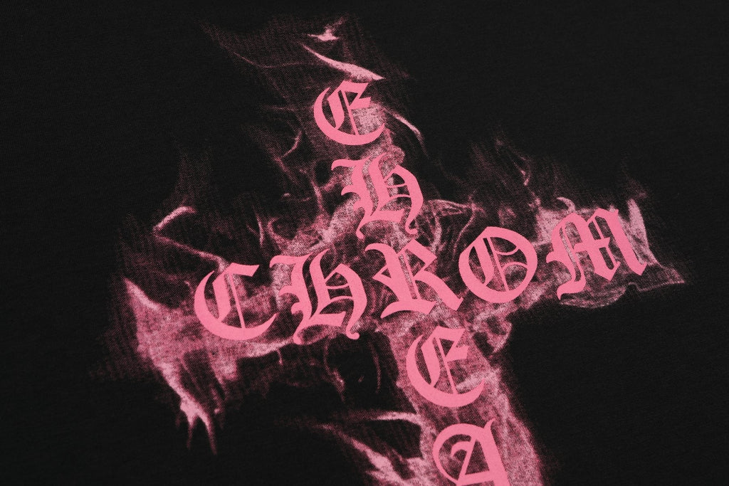 Chrome Hearts Pink Flame Cross Graphic T-Shirt ¡ª detail