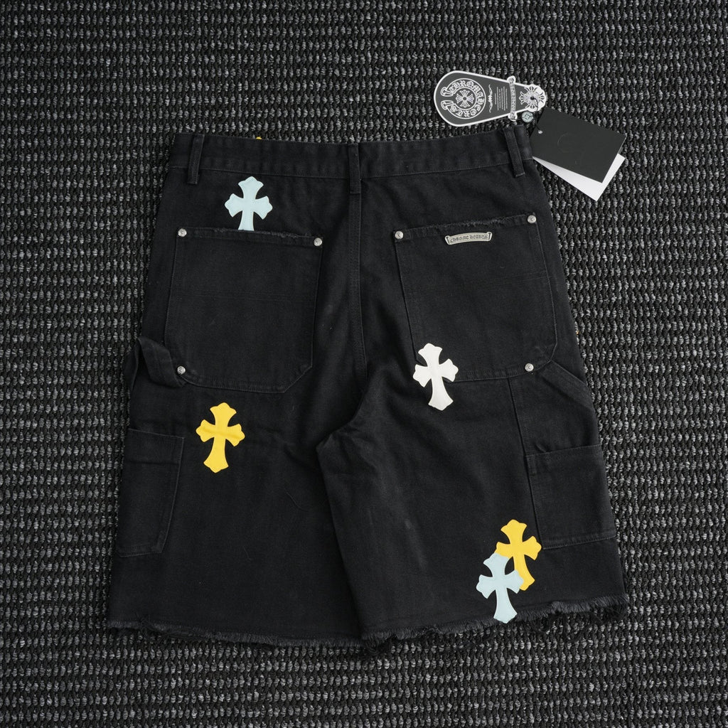 Chrome Hearts Cross Applique Black Denim Shorts ¡ª back