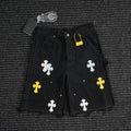 Chrome Hearts Cross Applique Black Denim Shorts ¡ª hero