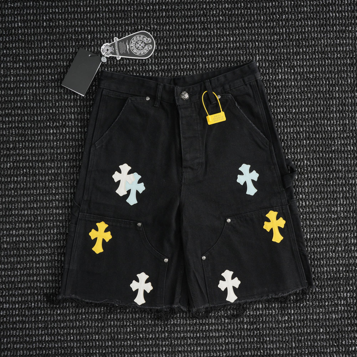 Chrome Hearts Cross Applique Black Denim Shorts ¡ª hero
