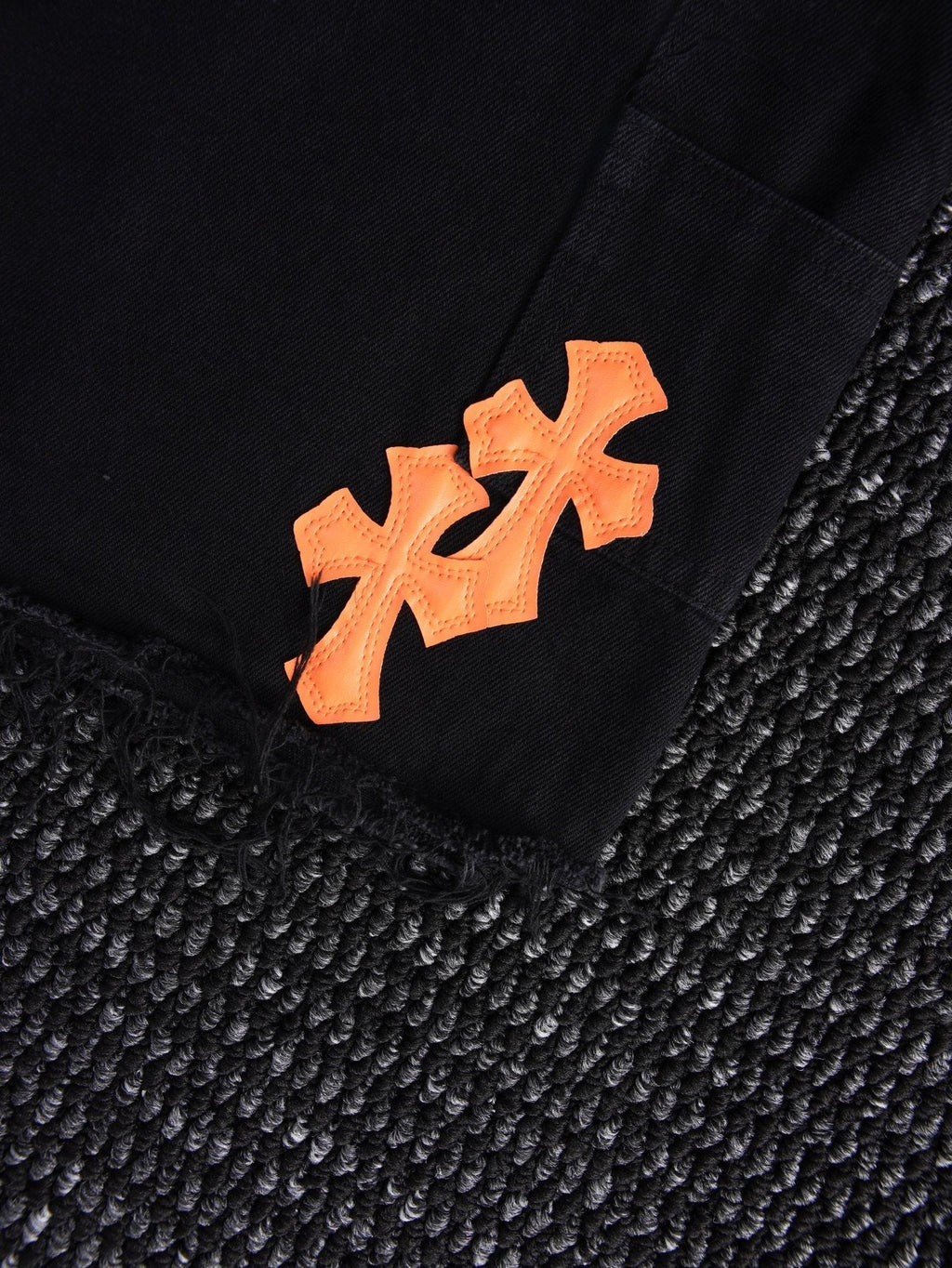 Chrome Hearts Orange Cross Patch Denim-Style Shorts ¡ª detail