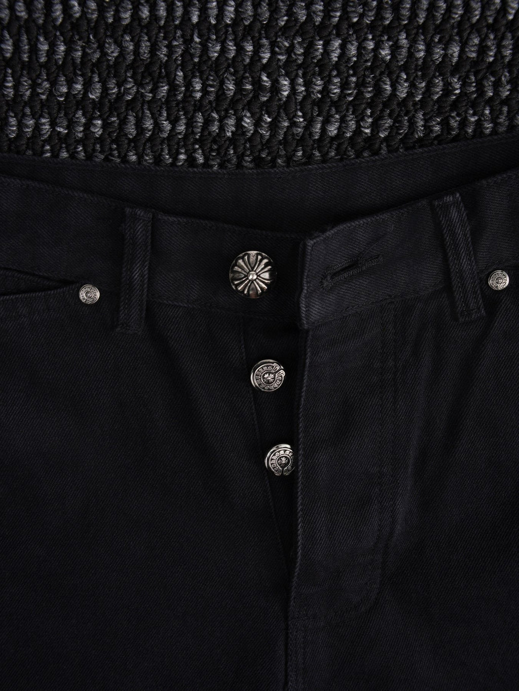 Chrome Hearts Orange Cross Patch Denim-Style Shorts ¡ª detail