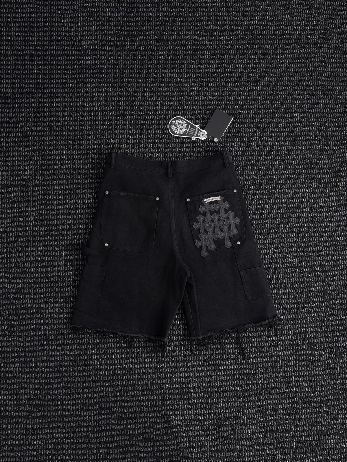 Chrome Hearts Black Graphic Appliqu¨¦ Denim Cargo Shorts ¡ª hero