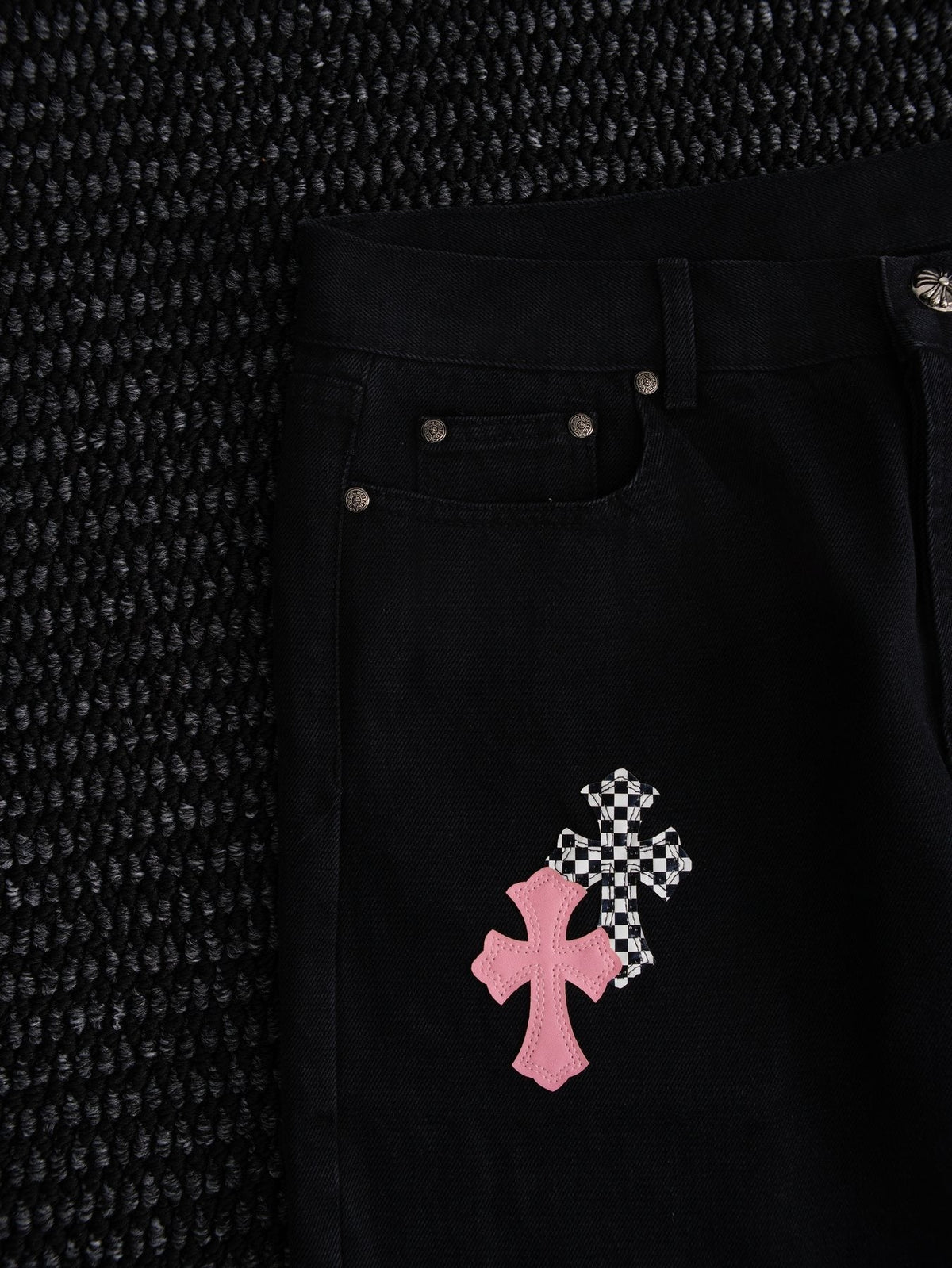 Chrome Hearts Cross Graphic Black Denim Pants ¡ª detail