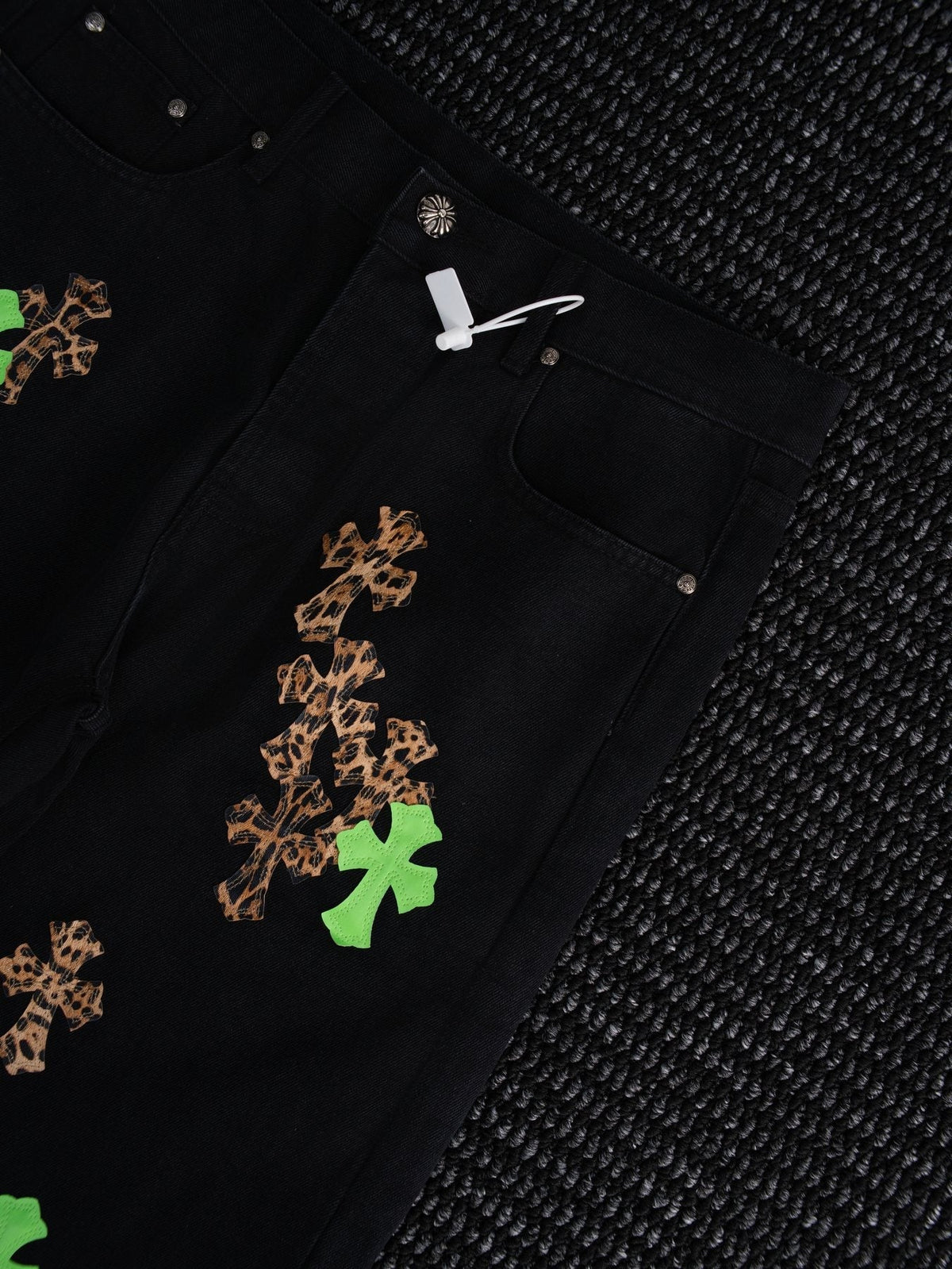 Chrome Hearts Leopard Cross Graphic Denim Pants ¡ª front