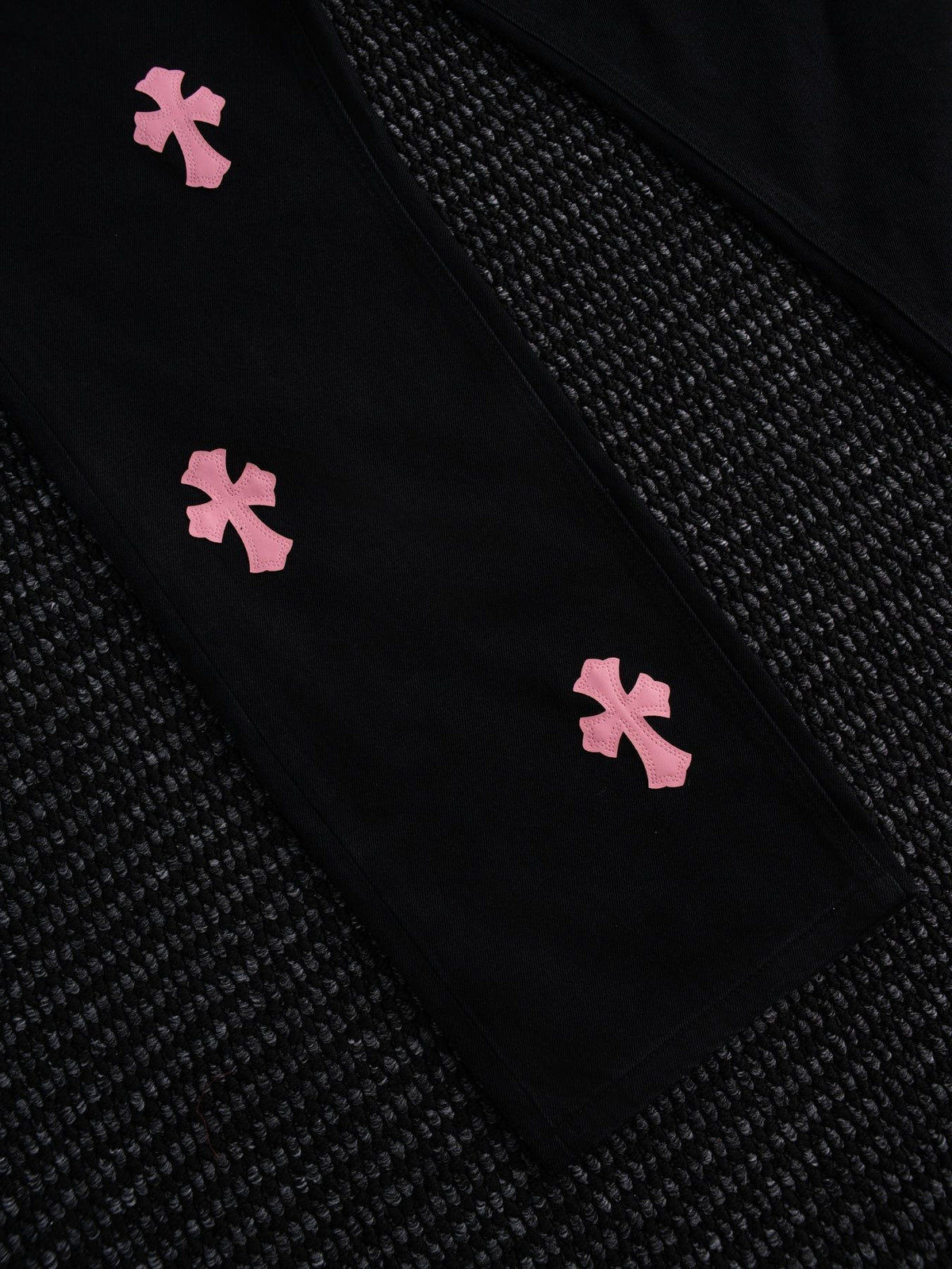 Chrome Hearts Pink Cross Patch Black Jeans ¡ª detail