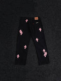 Chrome Hearts Pink Cross Patch Black Jeans ¡ª hero