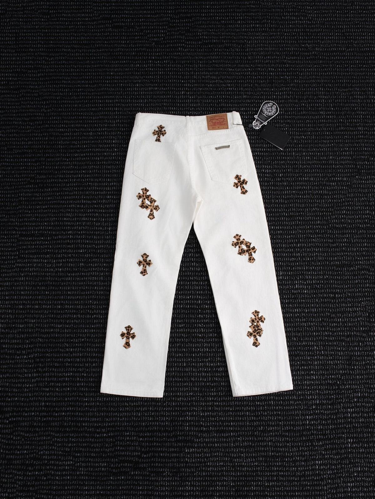 Chrome Hearts Leopard Cross Patch White Jeans ¡ª back