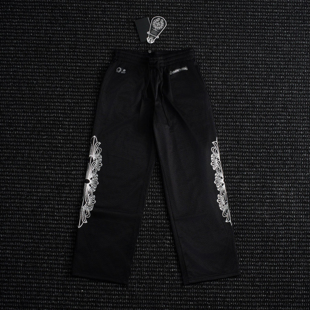 Chrome Hearts Sanskrit Cross Graphic Wide-Leg Pants ¡ª front
