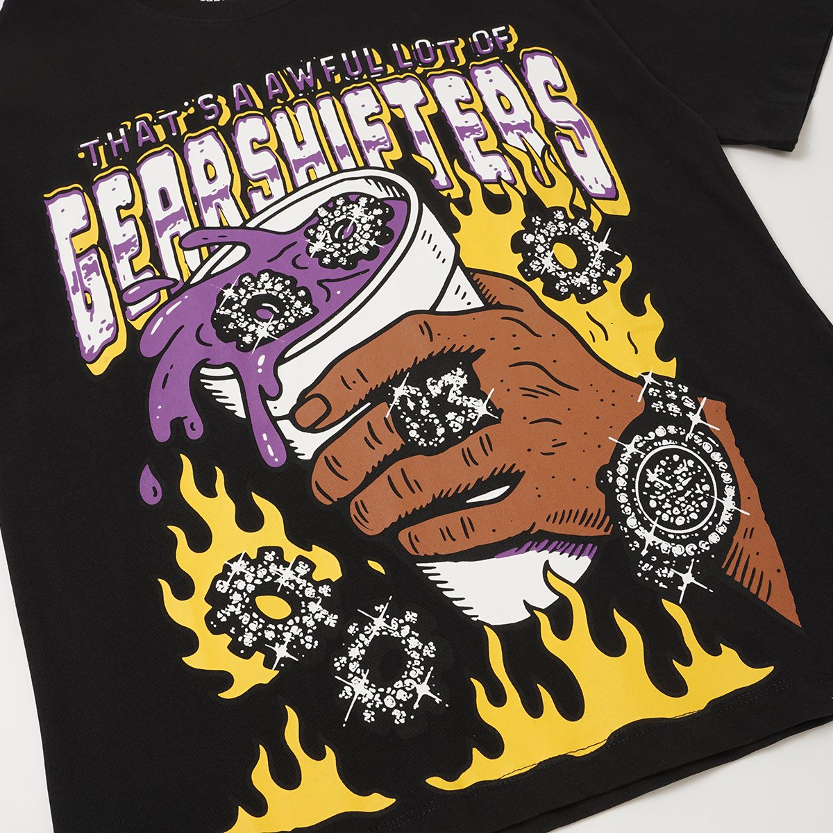 THAT'S A AWFUL LOT OF COUGH SYRUP Black Front & Back Graphic T-Shirt ¡ª detail