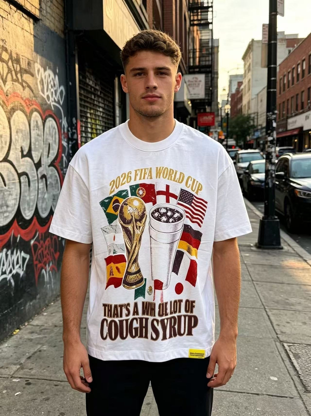 THAT'S A AWFUL LOT OF COUGH SYRUP World Cup Graphic Short-Sleeve T-Shirt ¡ª hero