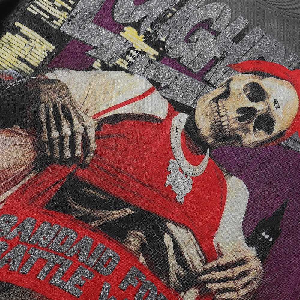 Rough Play Thug Life Skeleton Graphic Long-Sleeve T-Shirt ¡ª detail