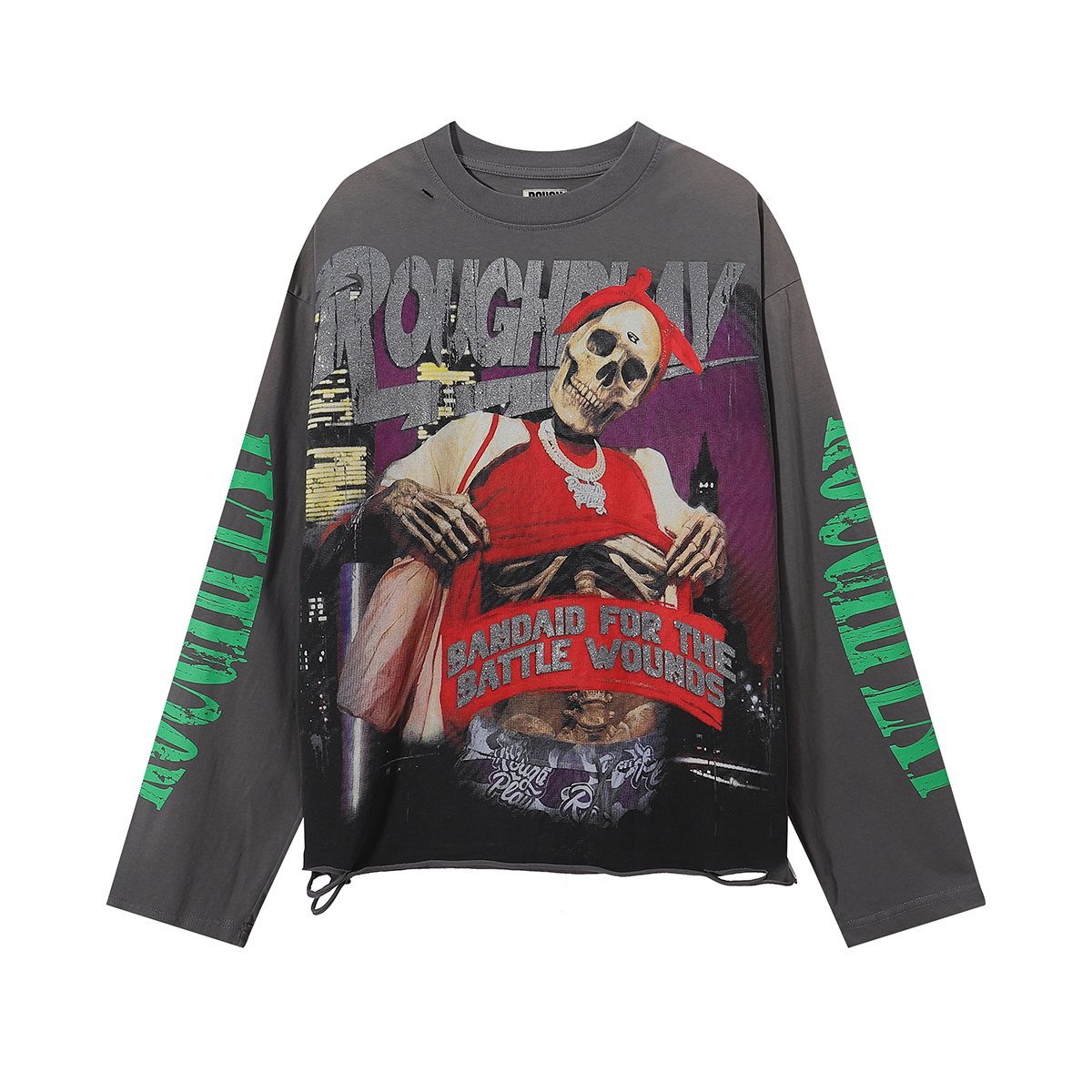 Rough Play Thug Life Skeleton Graphic Long-Sleeve T-Shirt ¡ª hero