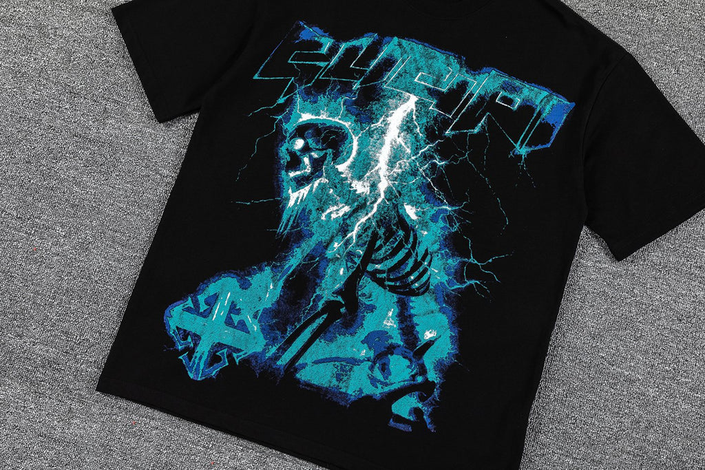 GUAPI Blue Graphic Black T-Shirt ¡ª front