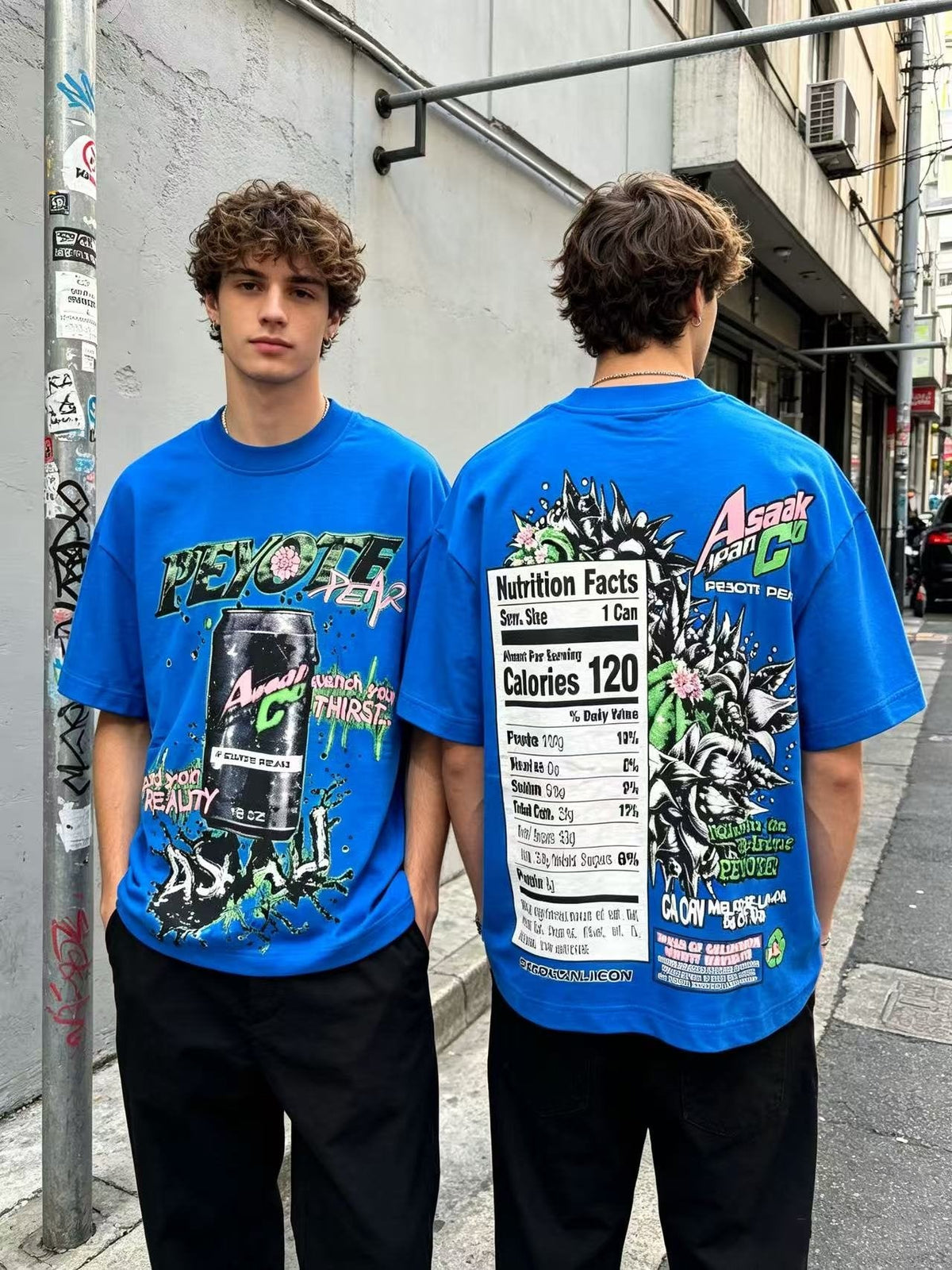 ASAALL Peyote Pear Cactus Graphic Short-Sleeve T-Shirt ¡ª model