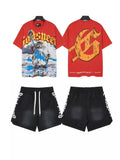 Godspeed Red Western Graphic T-Shirt and Shorts Set ¡ª front
