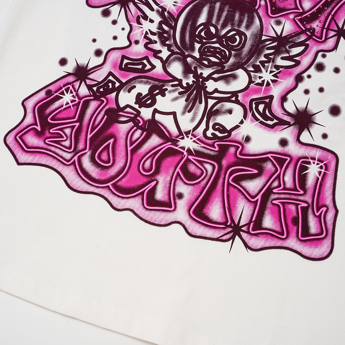 SAINT Rhinestone Front & Back Graphic T-Shirt ¡ª detail