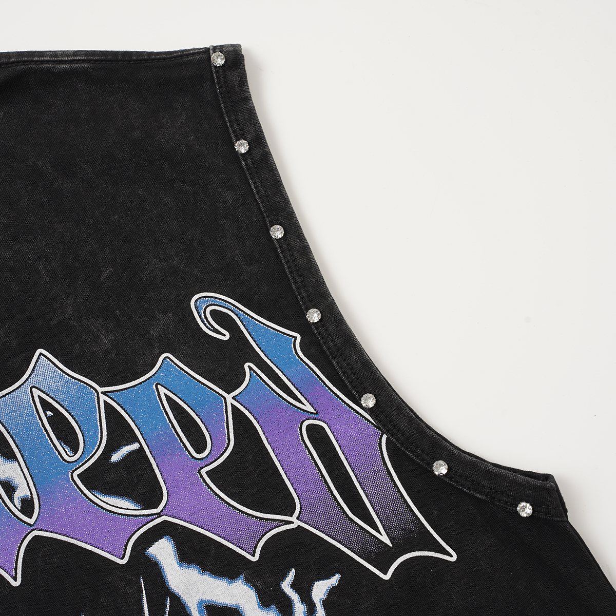 Godspeed Manifest Skull Studded Black Sleeveless T-Shirt ¡ª detail