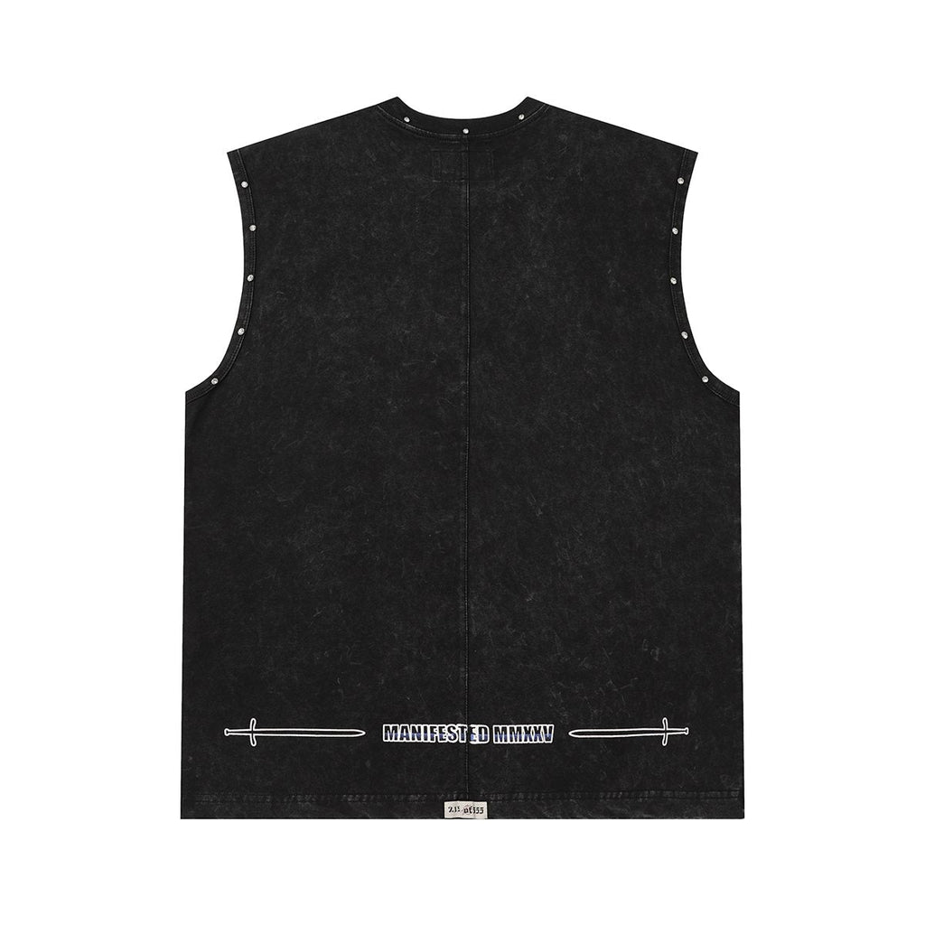 Godspeed Manifest Skull Studded Black Sleeveless T-Shirt ¡ª back