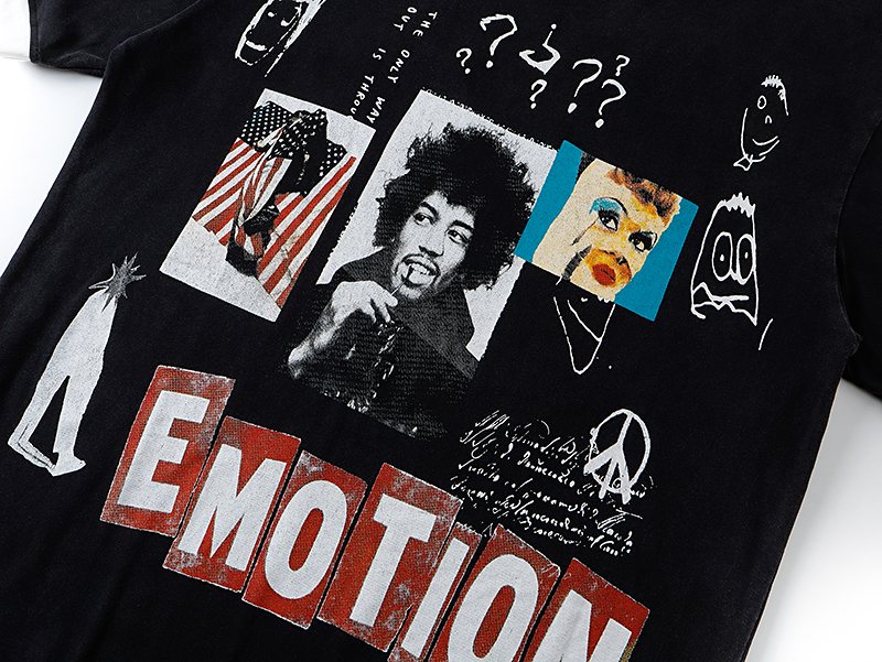 MIXED EMOTION Washed Black Graphic Ringer T-Shirt ¡ª detail