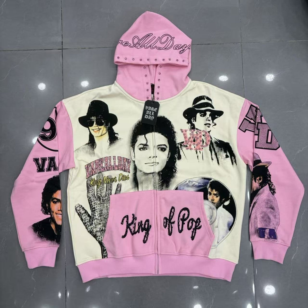 VARE ALL DAY King of Pop Graphic Zip Hoodie ¡ª hero