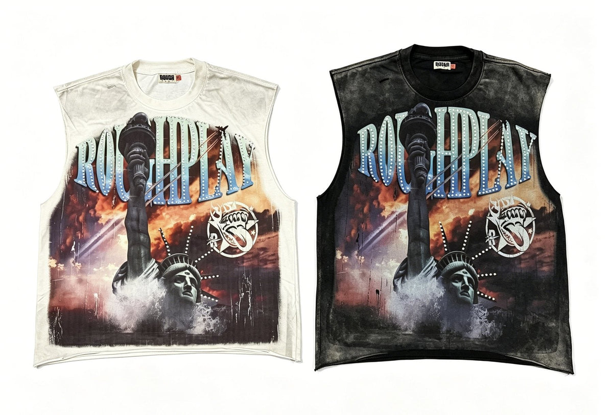 Rough Play Champion Graphic Sleeveless T-Shirt ¡ª comparison