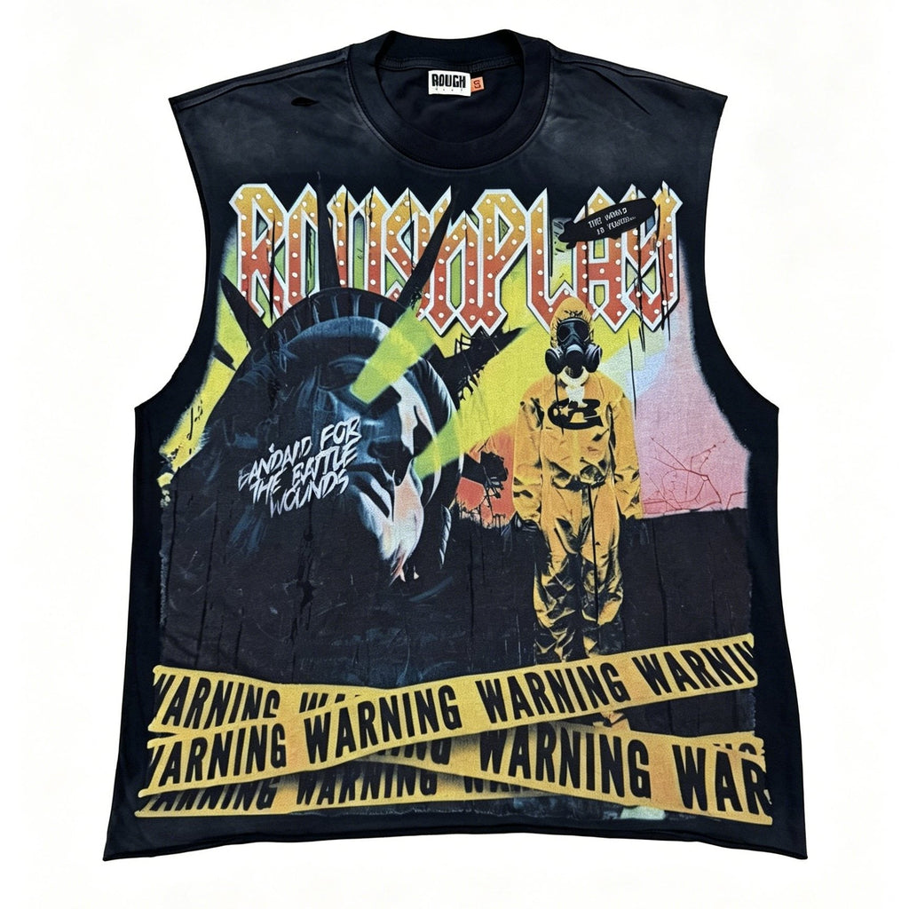 Rough Play Warning Globe Graphic Sleeveless T-Shirt ¡ª hero