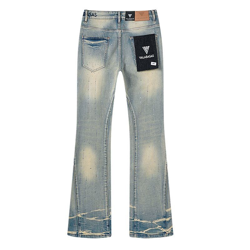 VALABASAS Light Blue Embellished Flare Jeans ¡ª back
