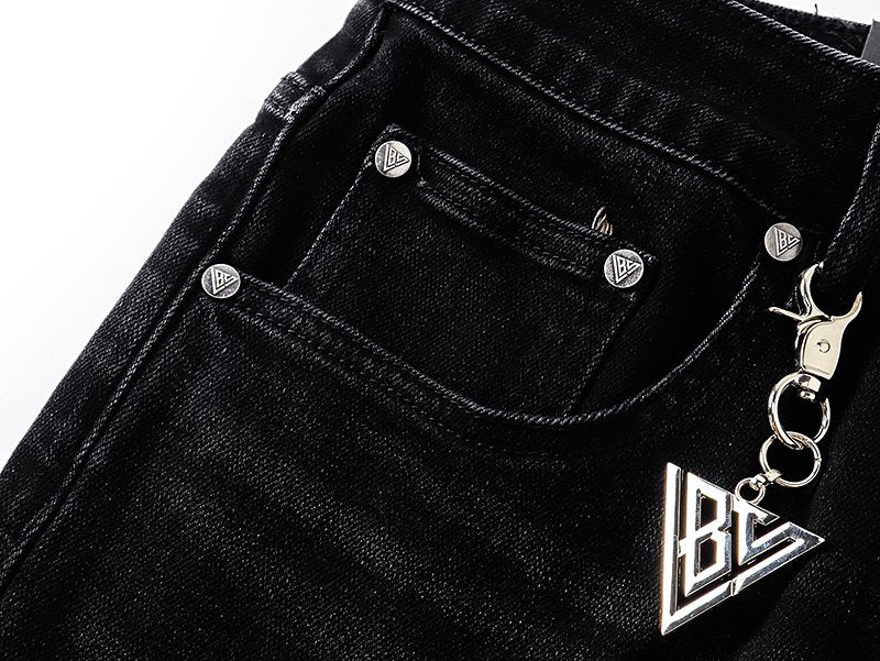 VALABASAS Washed Black Distressed Jeans ¡ª detail