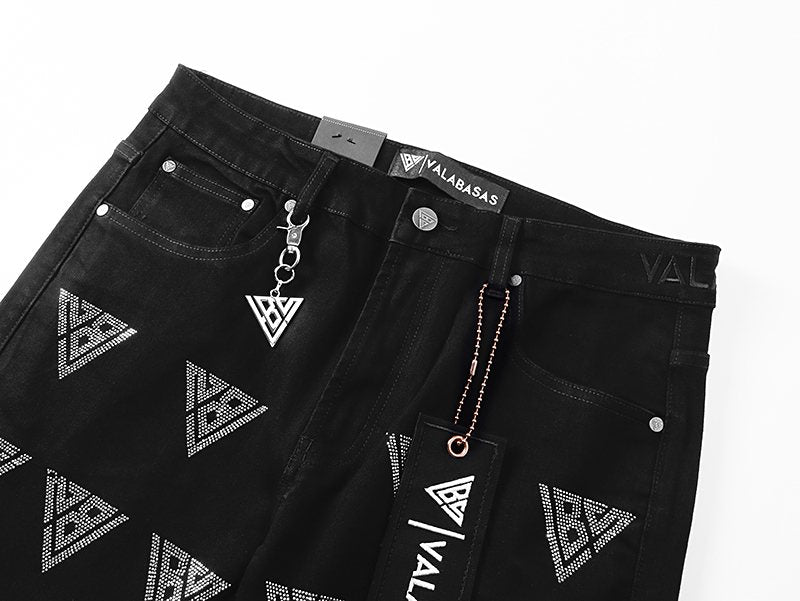 VALABASAS Black Triangle Motif Jeans ¡ª front