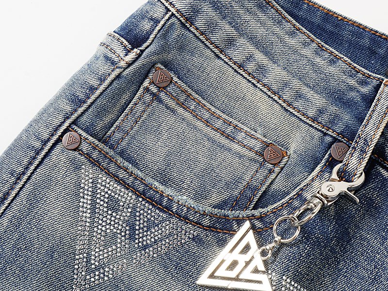 VALABASAS Triangle Motif Washed Denim Jeans ¡ª context