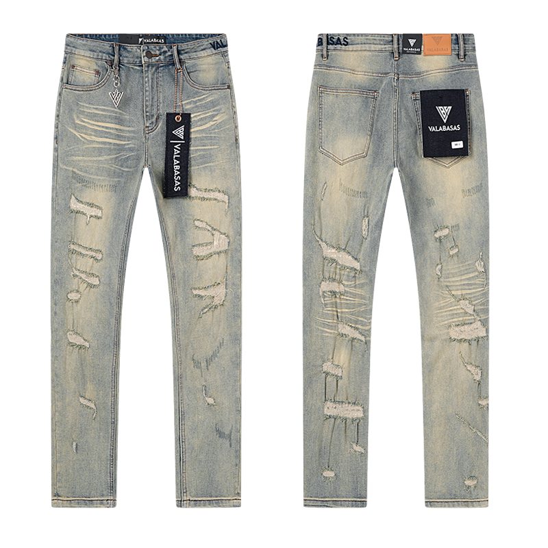 VALABASAS Light Blue Distressed Repair Jeans ¡ª hero