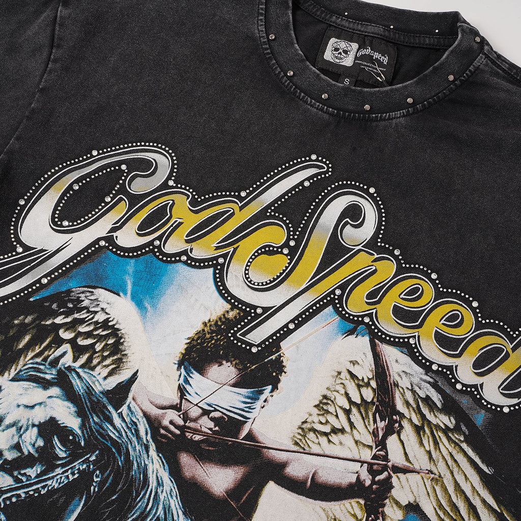 Godspeed Angel Horse Rhinestone Graphic T-Shirt ¡ª detail