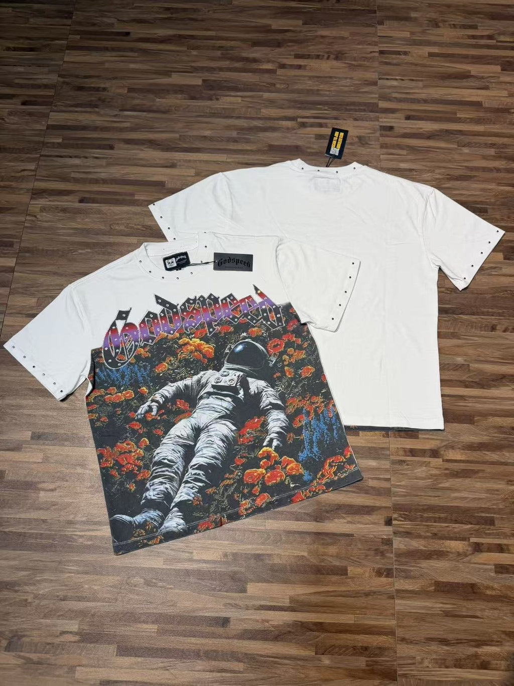Godspeed Astronaut Flowers Studded Short-Sleeve T-Shirt ¡ª context