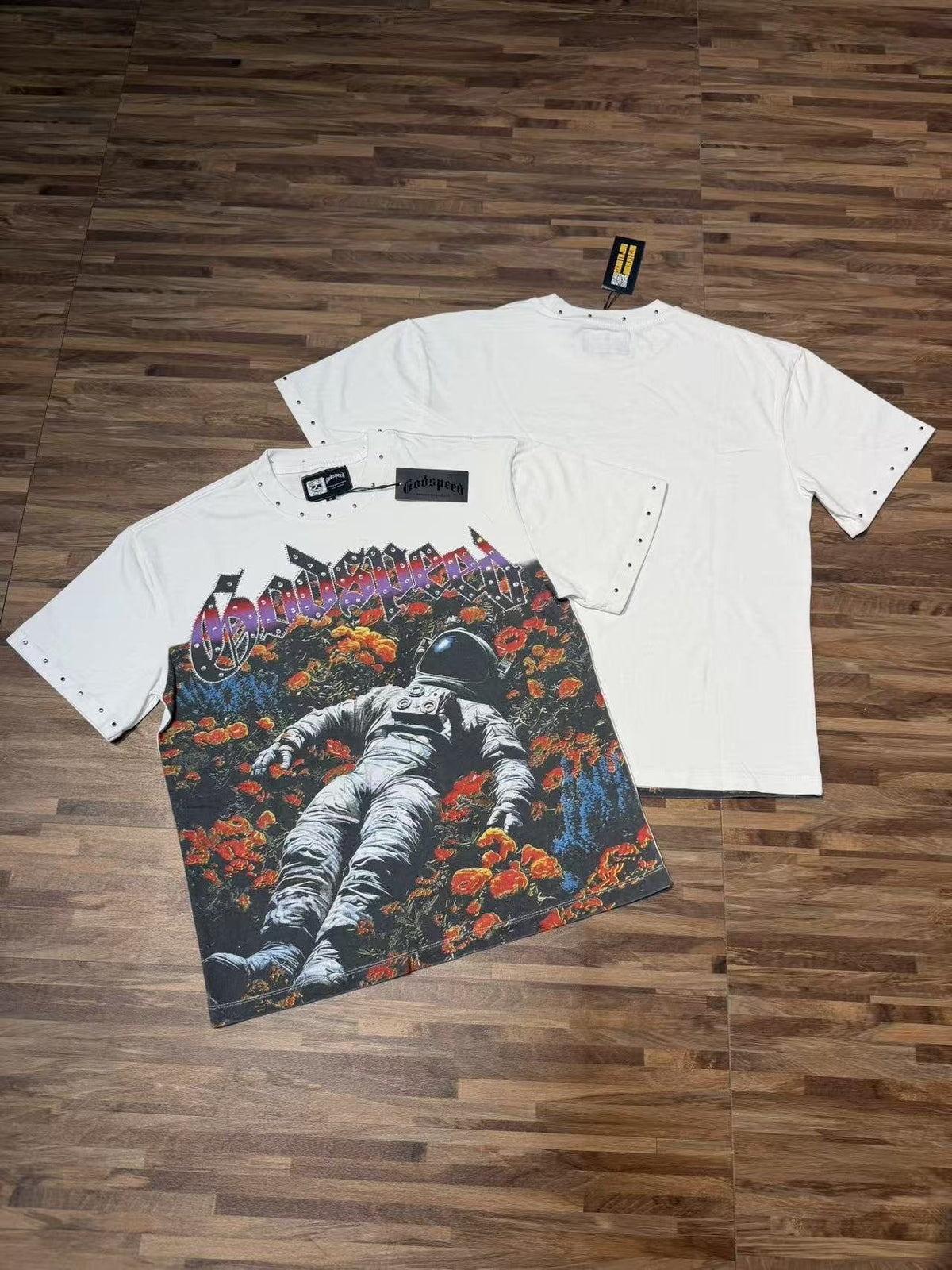 Godspeed Astronaut Flowers Studded Short-Sleeve T-Shirt ¡ª context