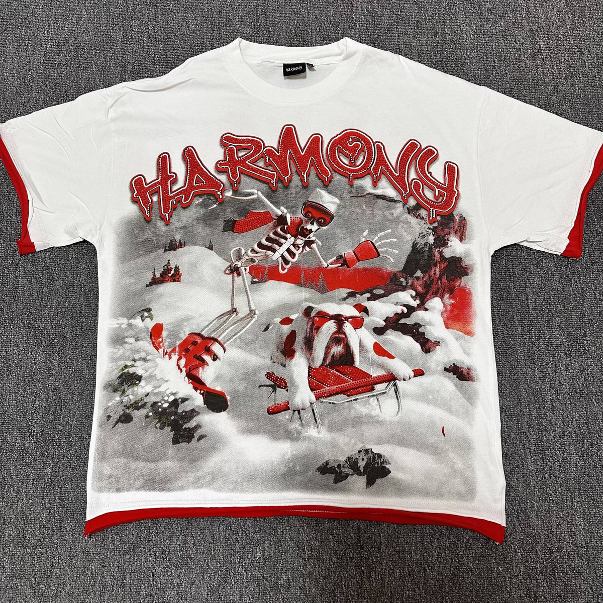 HARMONY White Red-Trim Graphic T-Shirt ¡ª hero