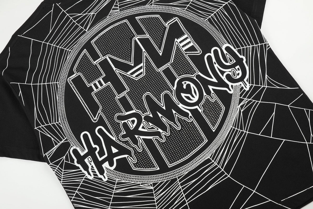 HARMONY Spider Web Graphic Black Short-Sleeve T-Shirt ¡ª detail