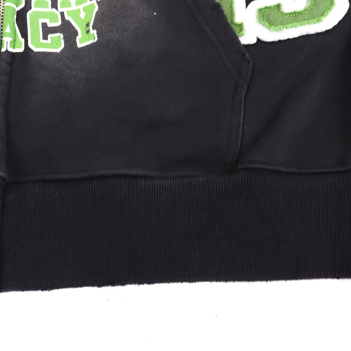 Valley Dreams Varsity Crest Washed Black Zip Hoodie ¡ª detail