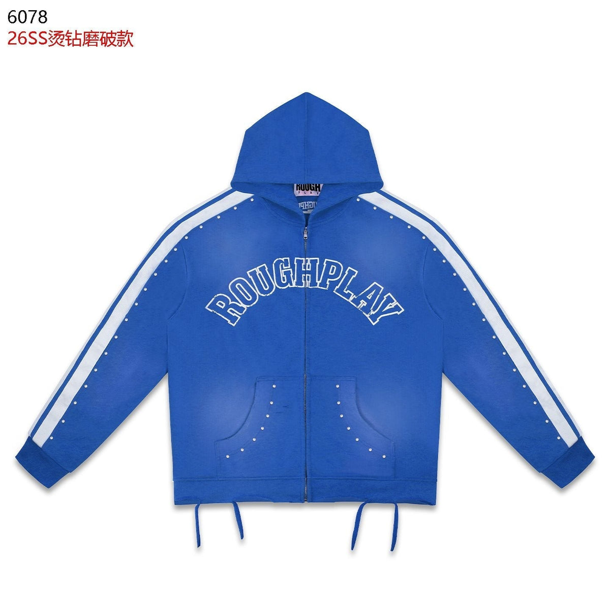 Rough Play Studded Stripe Full-Zip Hoodie ¡ª front