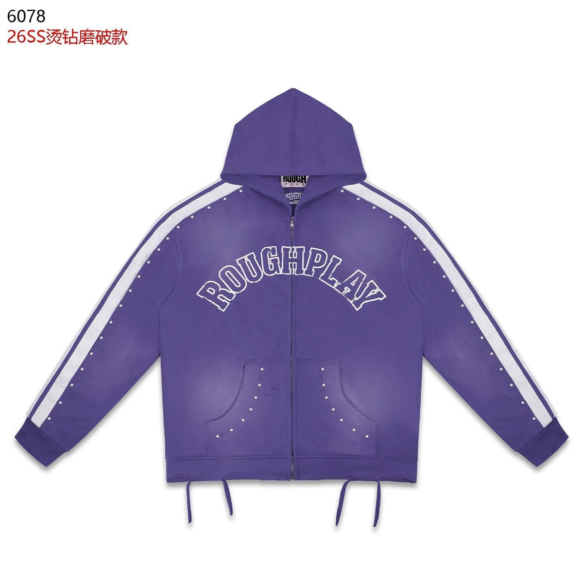 Rough Play Studded Stripe Full-Zip Hoodie ¡ª front