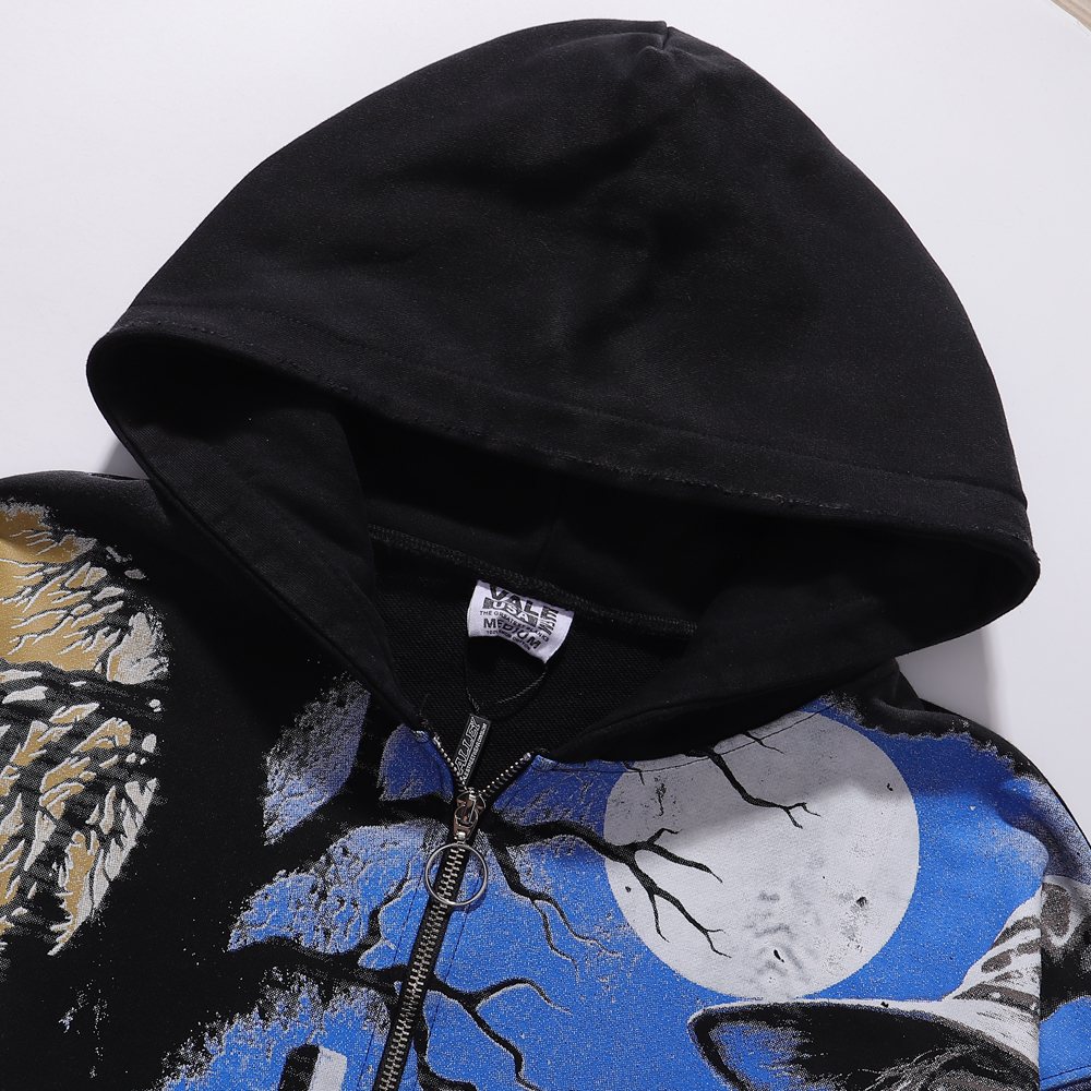 VALE USA Ghost Halloween Graphic Zip-Up Hoodie ¡ª detail
