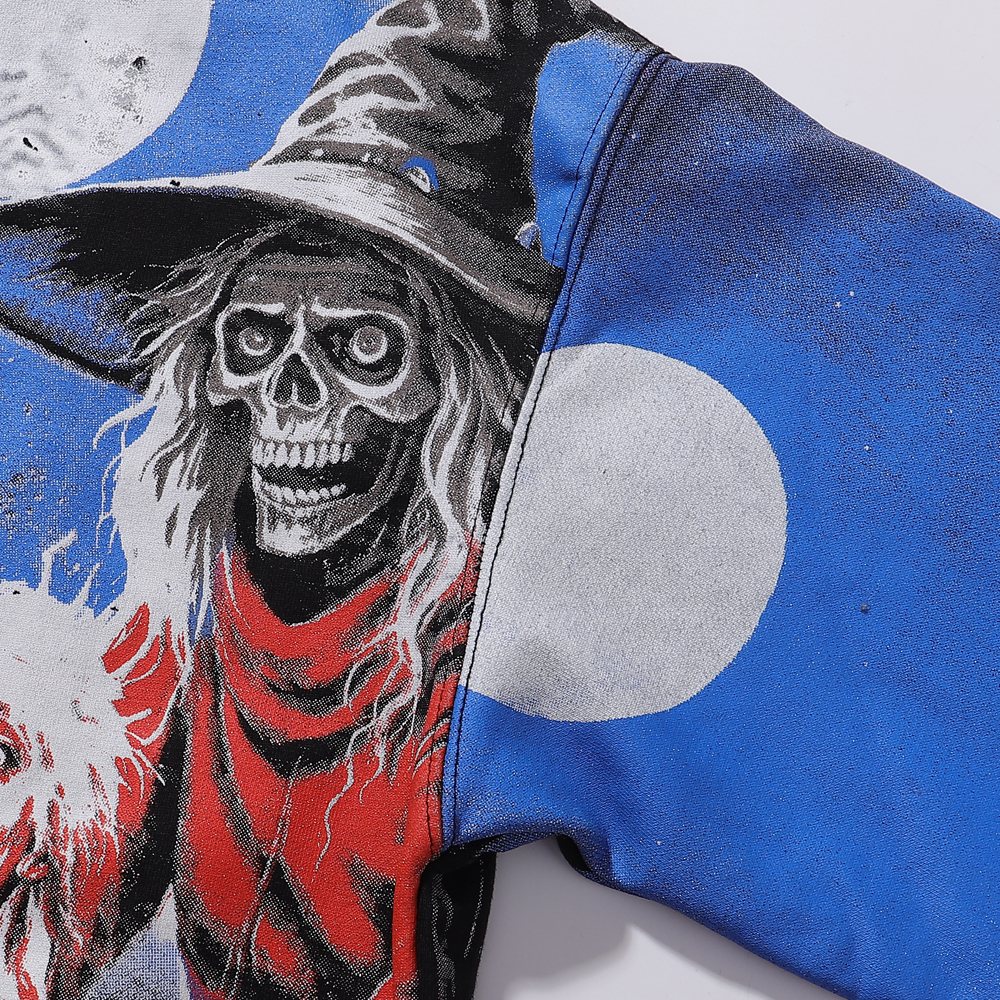 VALE USA Ghost Halloween Graphic Zip-Up Hoodie ¡ª detail