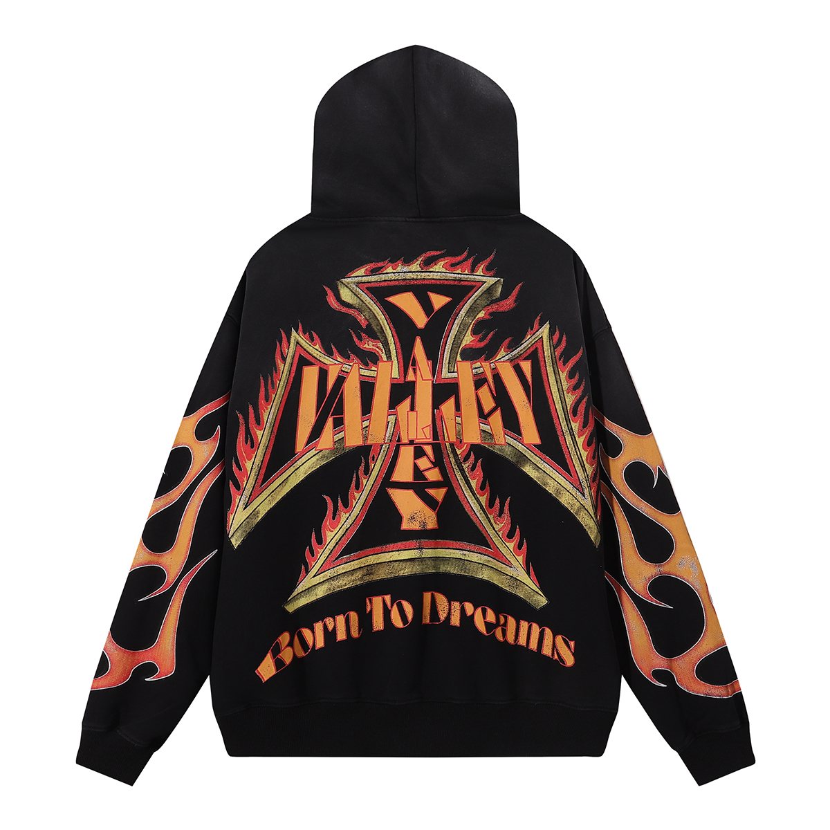 VALE USA Reborn Cross Flame Zip Hoodie ¡ª back