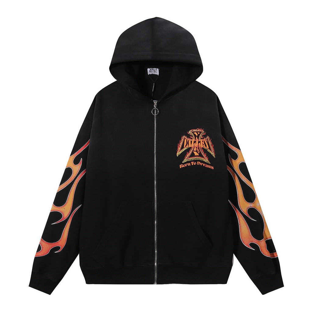 VALE USA Reborn Cross Flame Zip Hoodie ¡ª hero