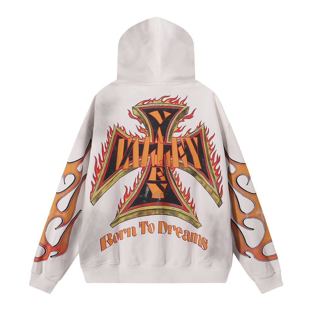 VALE USA Reborn Cross Flame Zip Hoodie ¡ª back