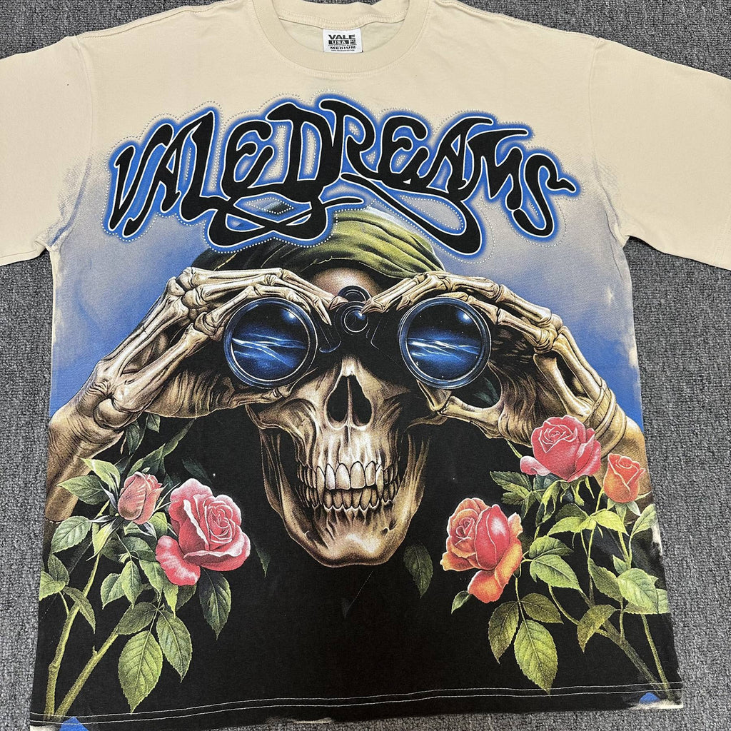 VALE USA Skull & Roses Rhinestone Short-Sleeve T-Shirt ¡ª front