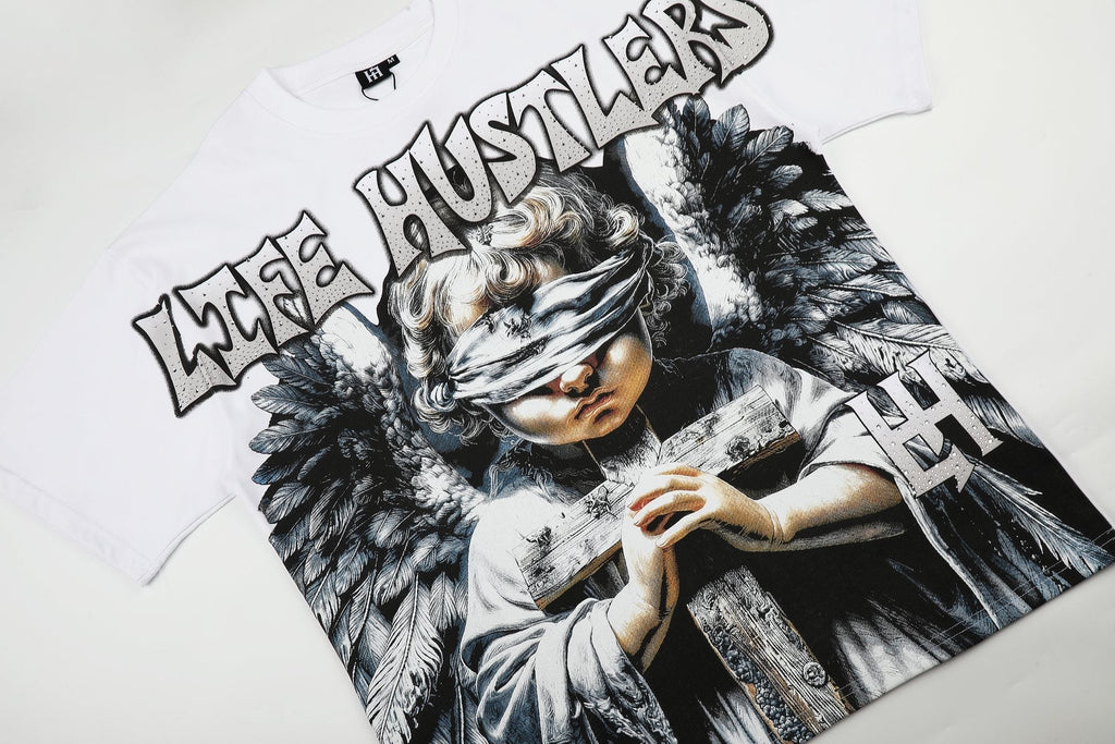 Life Hustlere LIFE HUSTLERS Angel Graphic T-Shirt - White/Black ¡ª detail
